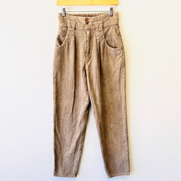 Vintage Pants - Vintage Bonjour High Rise Corduroy Tan Pants 9/10